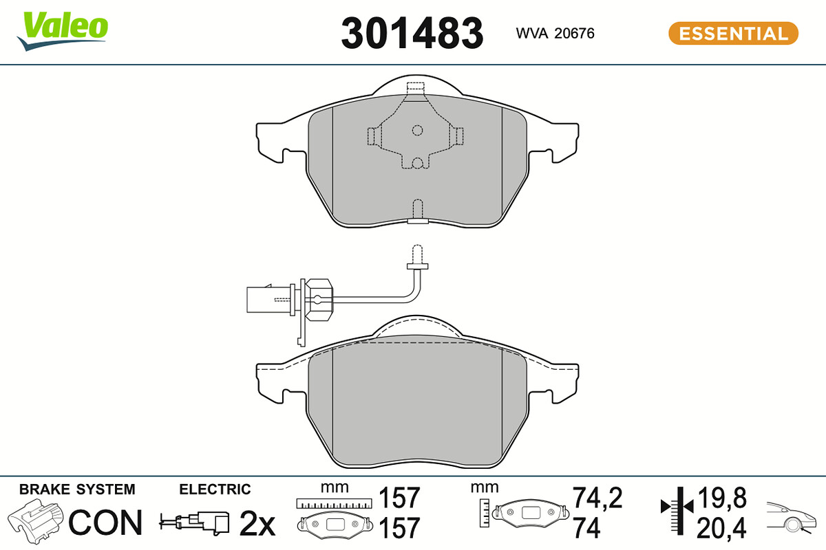 Kit pastiglie freno, Freno a disco - 301483 VALEO